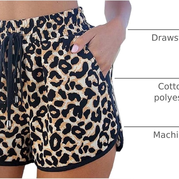 Leopard Print Drawstring Shorts With Pockets. - Picture 4 of 5